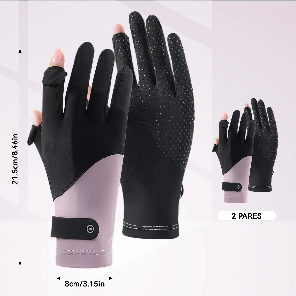 Foto 2 | 2par Guantes Protección Solar Antideslizantes Unitalla Eo Safe Imports Esi-20021 Negro