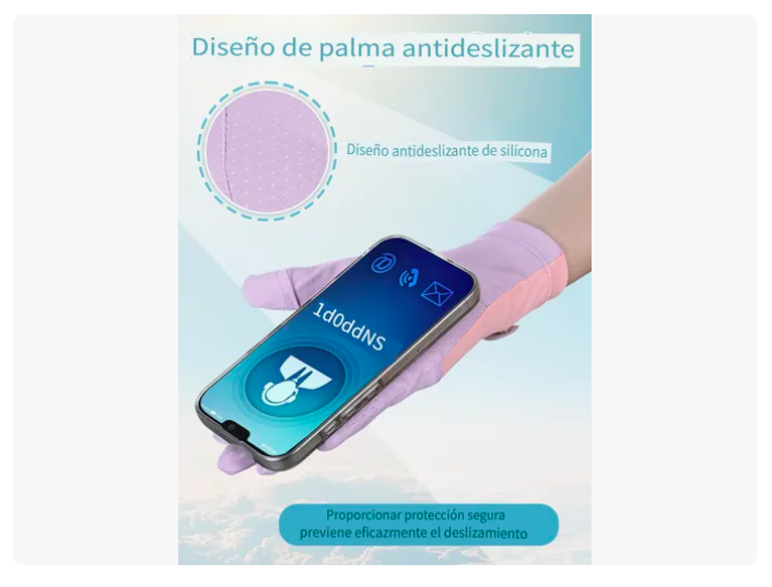 Foto 5 pulgar | Guantes Xtellar Solar Táctil Antideslizante Seda Upf 50+