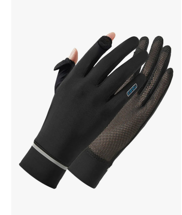 Foto 2 pulgar | Guantes Protección Solar Seda Táctil Anti-UV Negro para Mujer