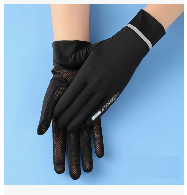 Foto 3 pulgar | Guantes Protección Solar Seda Táctil Anti-UV Negro para Mujer