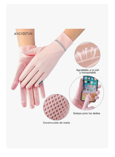 Foto 2 | Guantes Protección Xtellar Solar Seda Táctil Anti-UV Rosa para Mujer