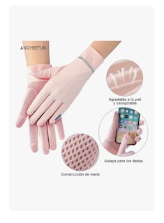 Foto 2 | Guantes Protección Xtellar Solar Seda Táctil Anti-UV Rosa para Mujer