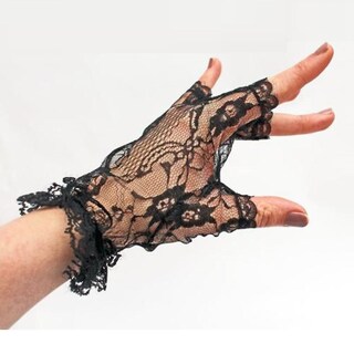 Foto 5 | Guantes Cortos Huoguo Para Mujer De Encaje Negro Sin Dedos Góticos - Venta Internacional.