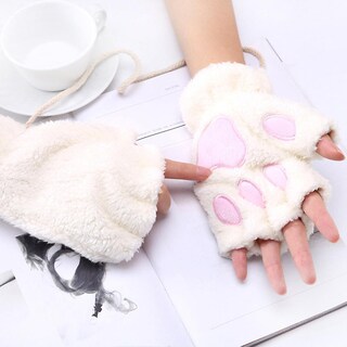 Foto 2 | Guantes Huoguo Plus De Terciopelo Para Mujer Engrosados Con Cierre De Medio Dedo - Venta Internacional.