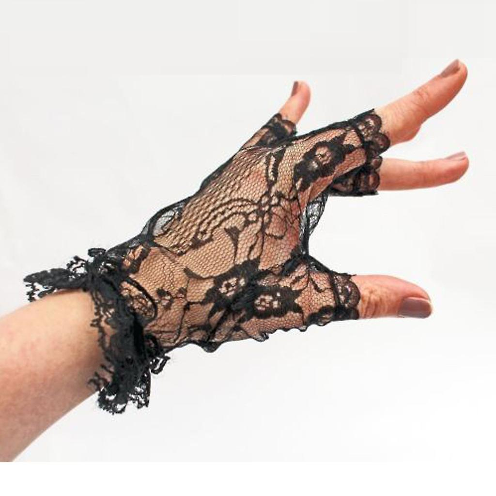 Foto 6 pulgar | Guantes De Encaje Sin Dedos Huoguo Para Mujer Negros - Venta Internacional.