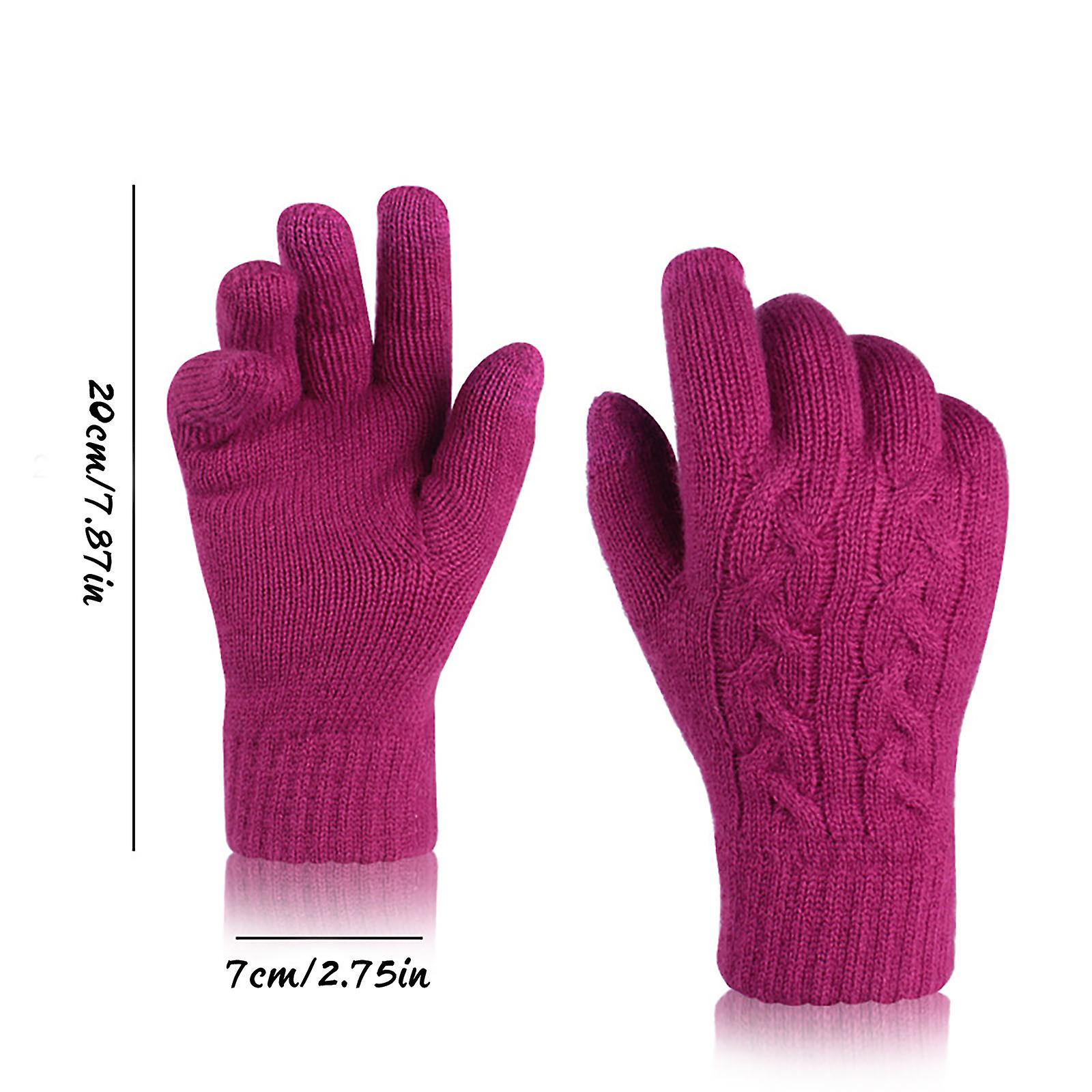 Foto 4 pulgar | Guantes Huoguo  Antideslizantes  Con Pantalla Táctil  Tejidos En Invierno Para Mujer - Venta Internacional.