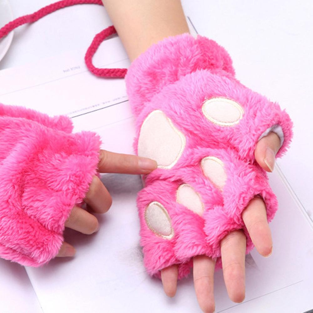 Foto 3 pulgar | Guantes Huoguo Plus De Terciopelo Para Mujer  Engrosados  Con Cierre De Medio Dedo - Venta Internacional.