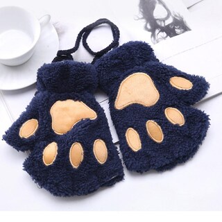 Foto 2 | Guantes Huoguo Plus De Terciopelo Para Mujer Engrosados Con Cierre De Medio Dedo - Venta Internacional.
