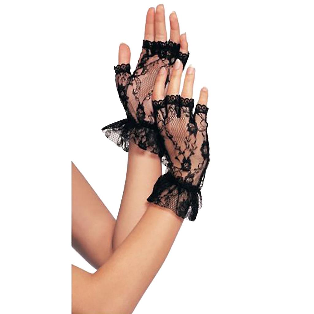Foto 5 | Guantes Cortos Huoguo Para Mujer  De Encaje Negro  Sin Dedos  Góticos - Venta Internacional.