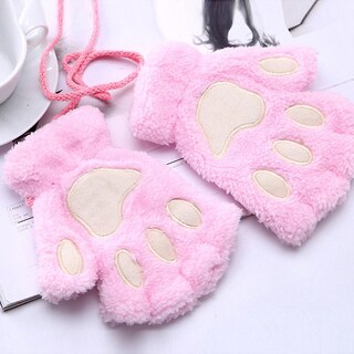 Foto 2 | Guantes Huoguo Plus De Terciopelo Para Mujer Engrosados Con Cierre De Medio Dedo - Venta Internacional.
