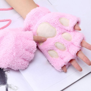 Foto 3 | Guantes Huoguo Plus De Terciopelo Para Mujer Engrosados Con Cierre De Medio Dedo - Venta Internacional.