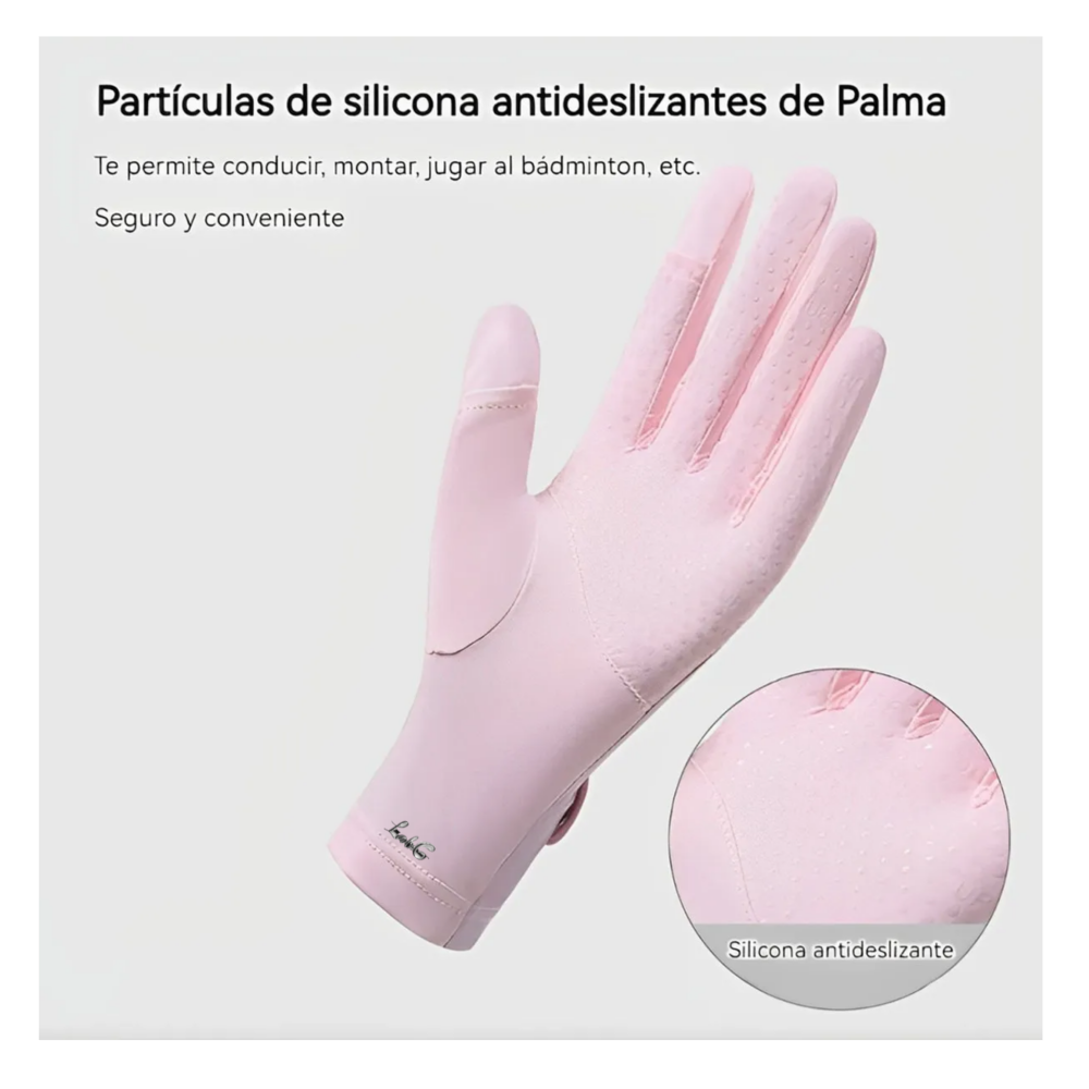 Foto 3 pulgar | Antideslizante  Protección Solar  Guantes De Pantalla Táctil Lab.g Negro Con Rosa