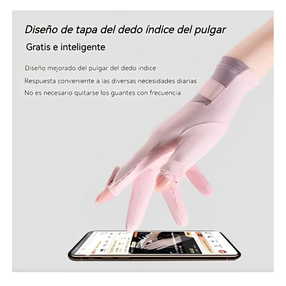 Foto 5 pulgar | Antideslizante  Protección Solar  Guantes De Pantalla Táctil Lab.g Negro Con Rosa