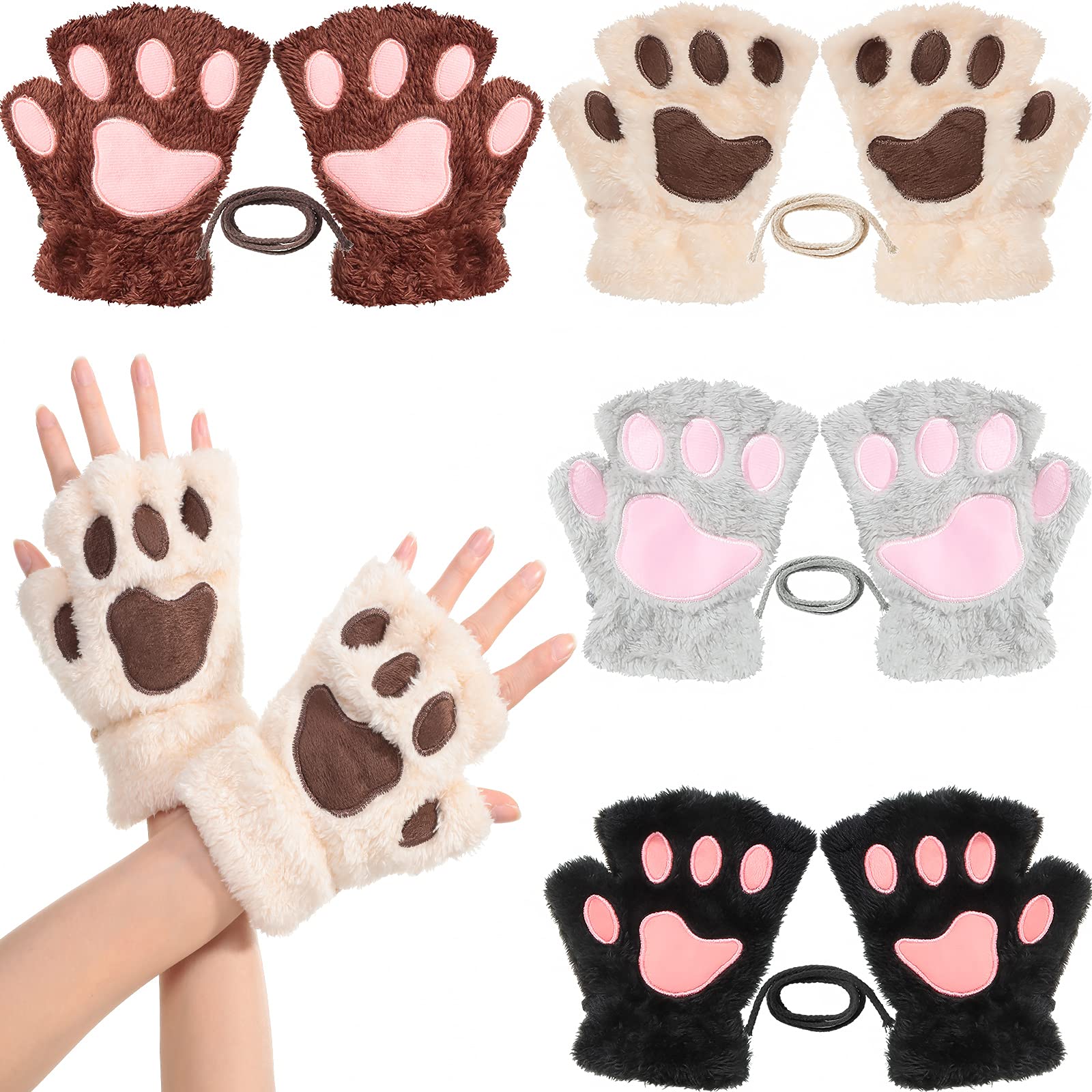 Foto 2 pulgar | Guantes sin Dedos Satinior con Forma de Pata de Gato para Mujer 4 Pares - Venta Internacional