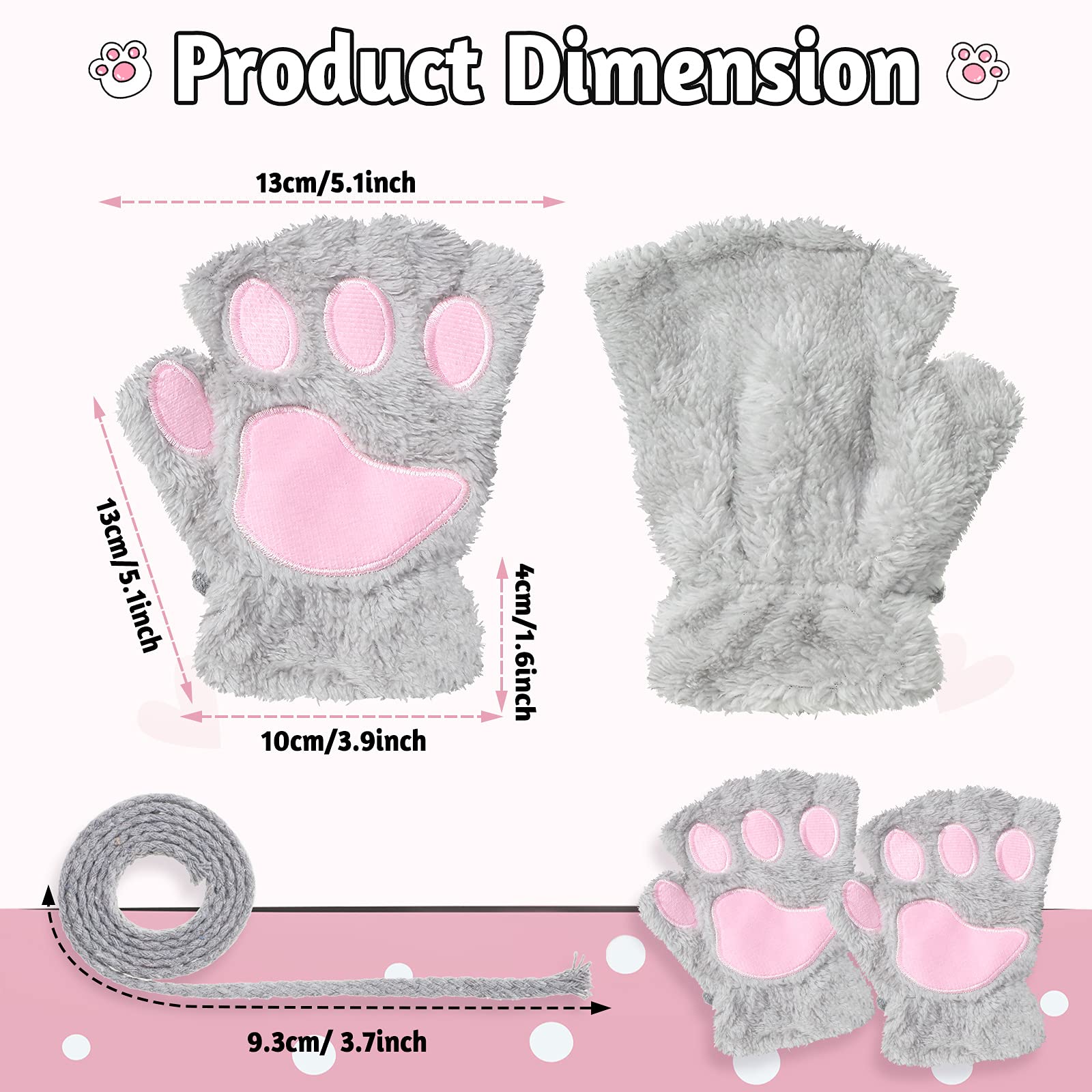 Foto 3 pulgar | Guantes sin Dedos Satinior con Forma de Pata de Gato para Mujer 4 Pares - Venta Internacional