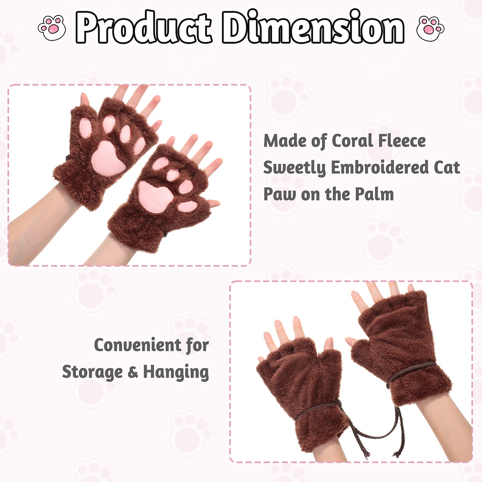 Foto 4 pulgar | Guantes sin Dedos Satinior con Forma de Pata de Gato para Mujer 4 Pares - Venta Internacional