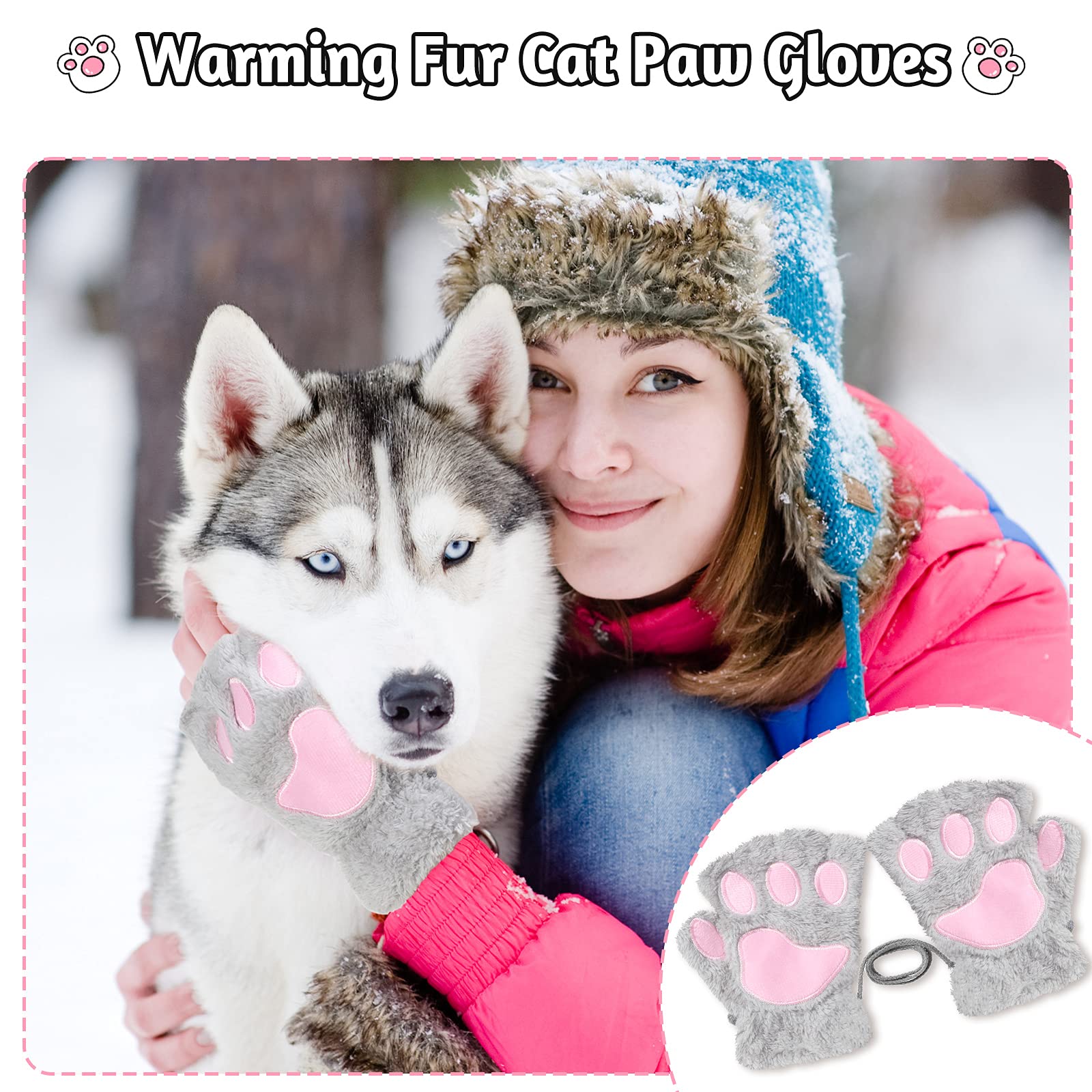 Foto 7 pulgar | Guantes sin Dedos Satinior con Forma de Pata de Gato para Mujer 4 Pares - Venta Internacional