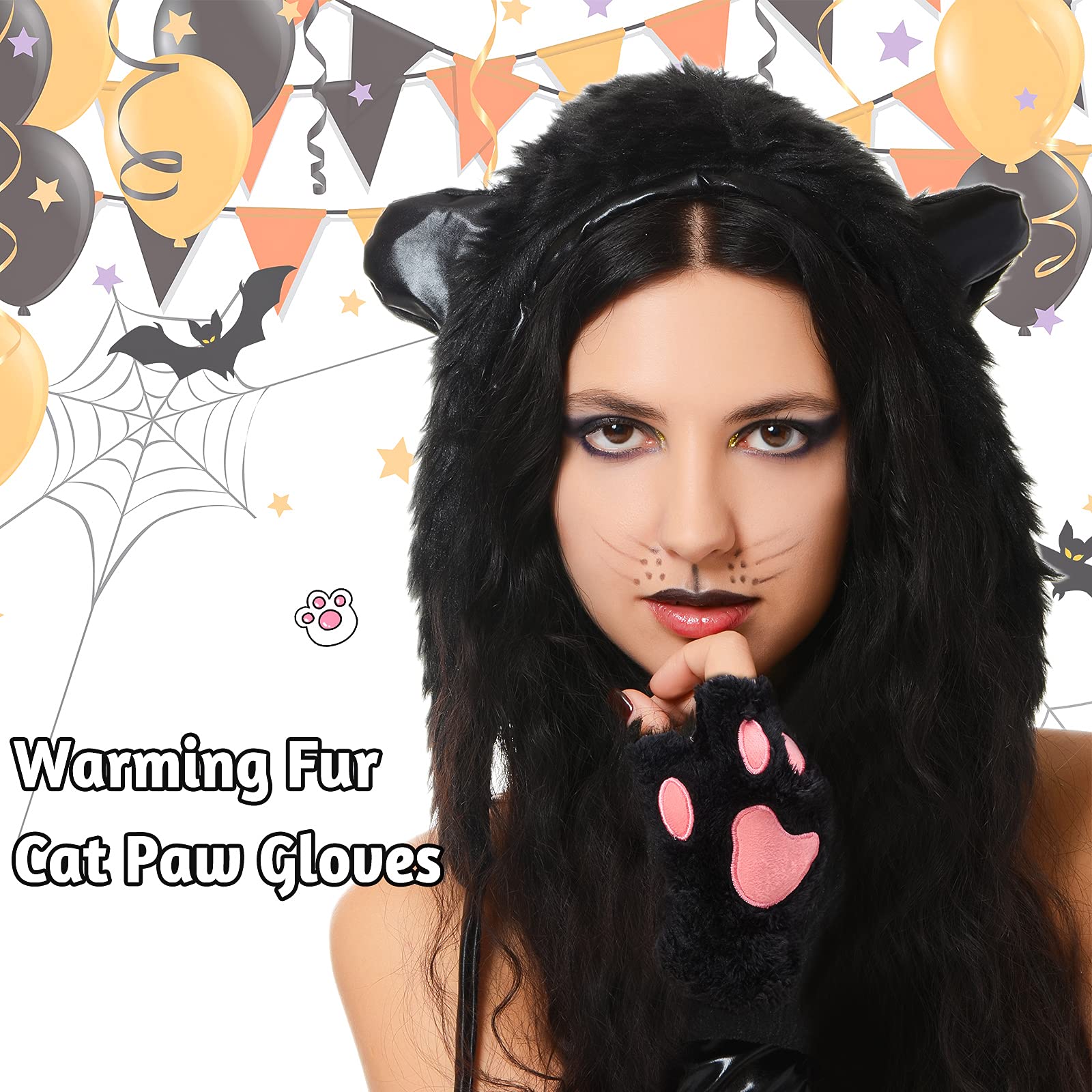 Foto 7 | Guantes sin Dedos Satinior con Forma de Pata de Gato para Mujer 4 Pares - Venta Internacional