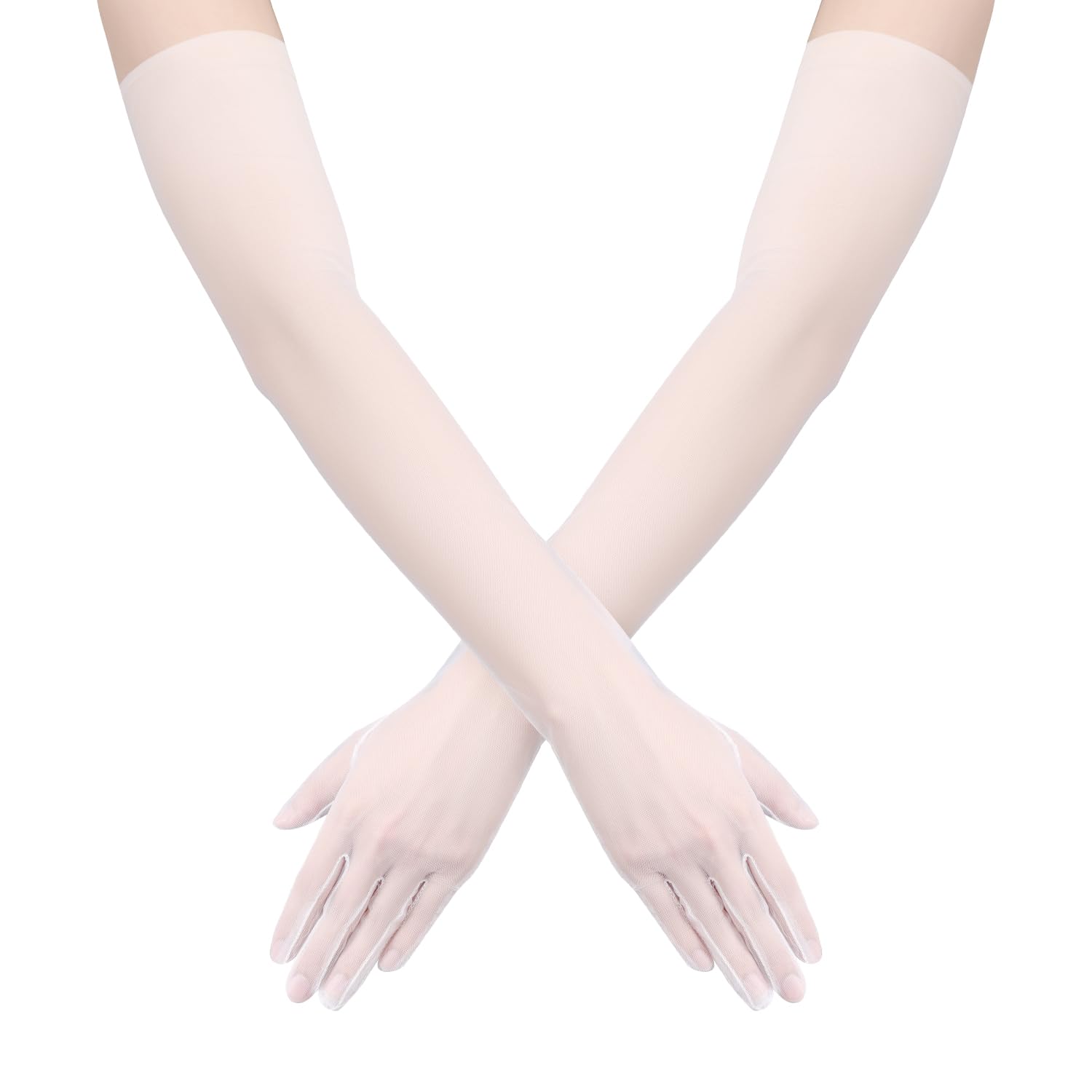 Foto 1 | Guantes De Encaje Luter Opera Half Finger  Lisos Y Elásticos  Blancos - Venta Internacional.