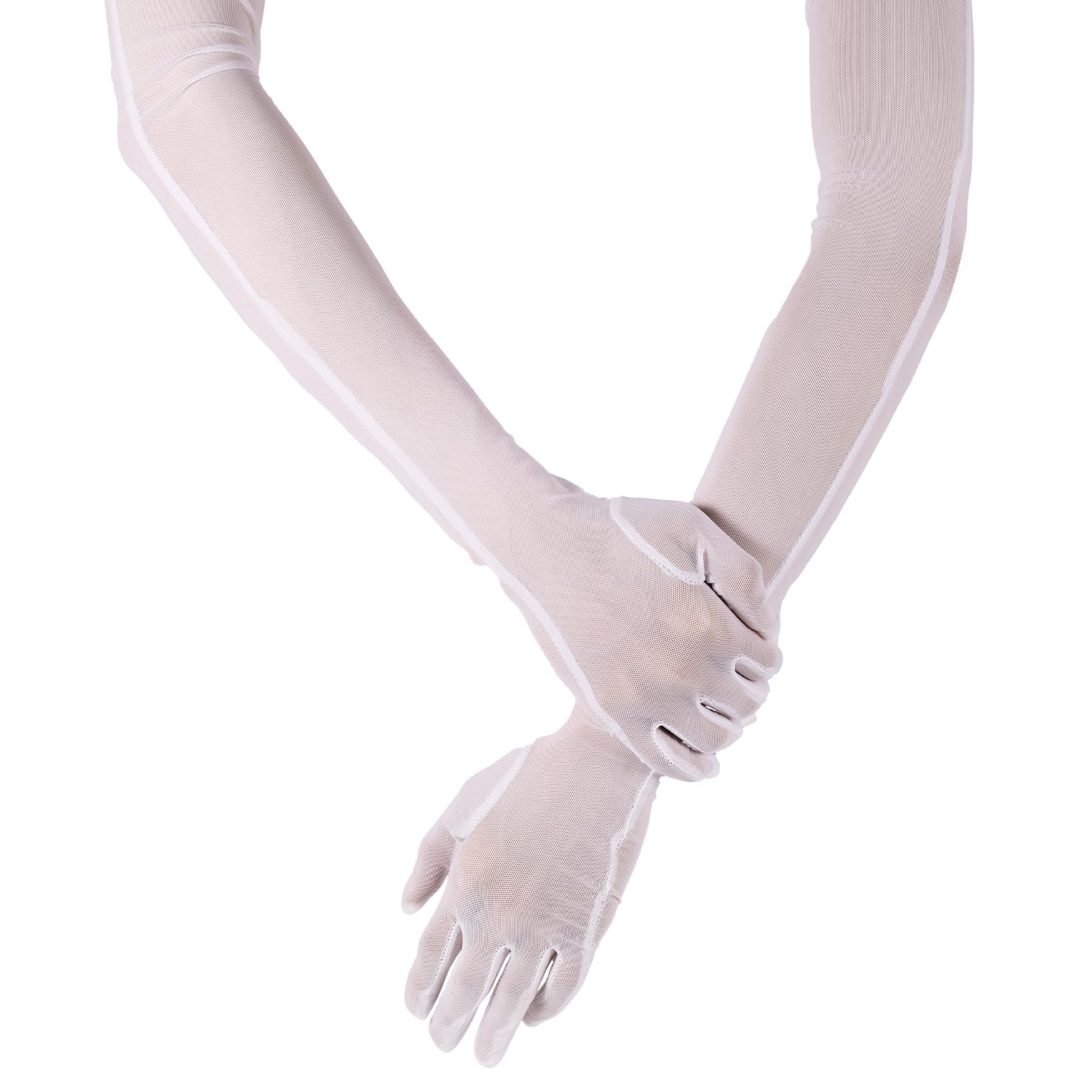Foto 5 pulgar | Guantes De Encaje Luter Opera Half Finger  Lisos Y Elásticos  Blancos - Venta Internacional.