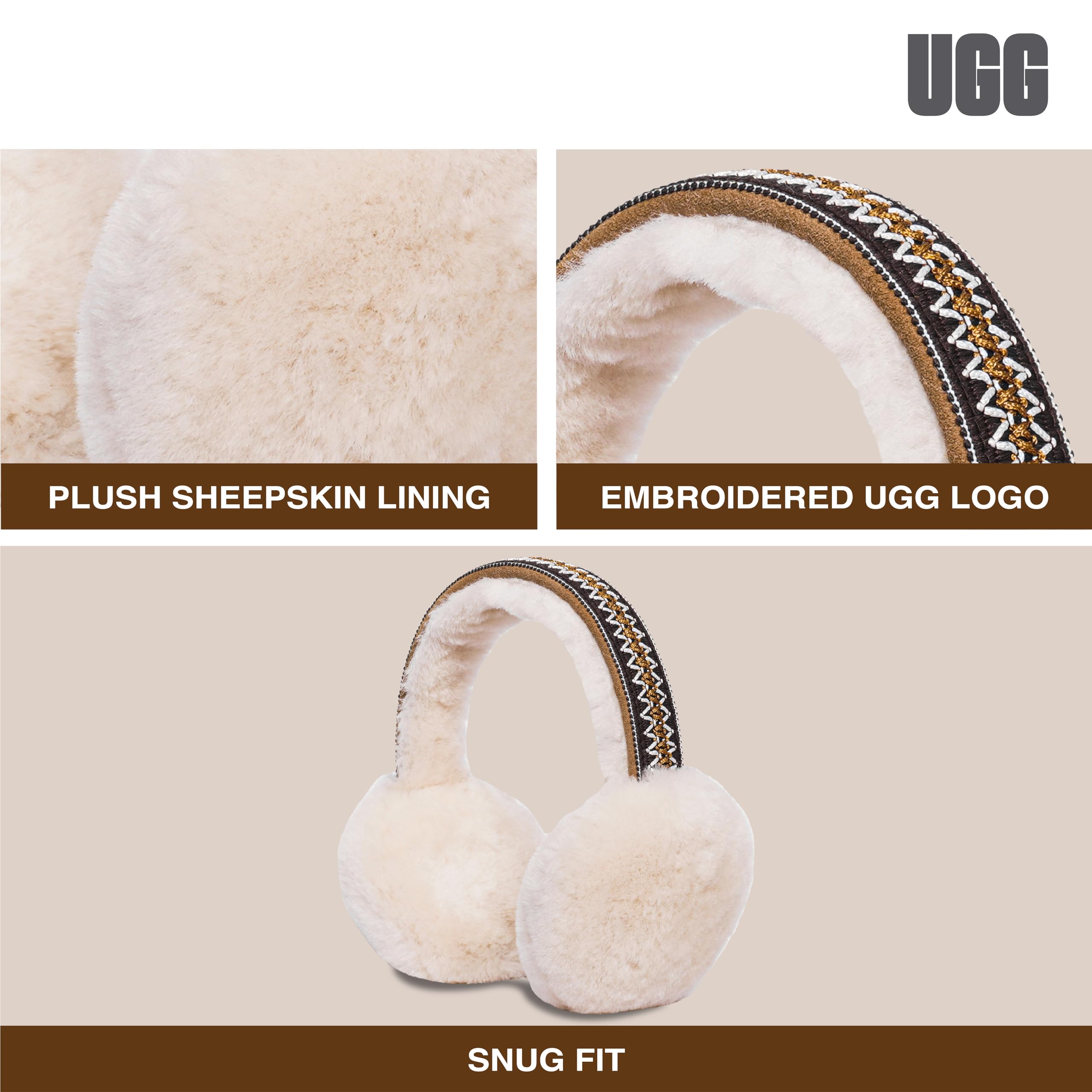 Foto 6 | Orejera Ugg Tasman De Piel De Oveja Para Mujer, Color Castaño - Venta Internacional.