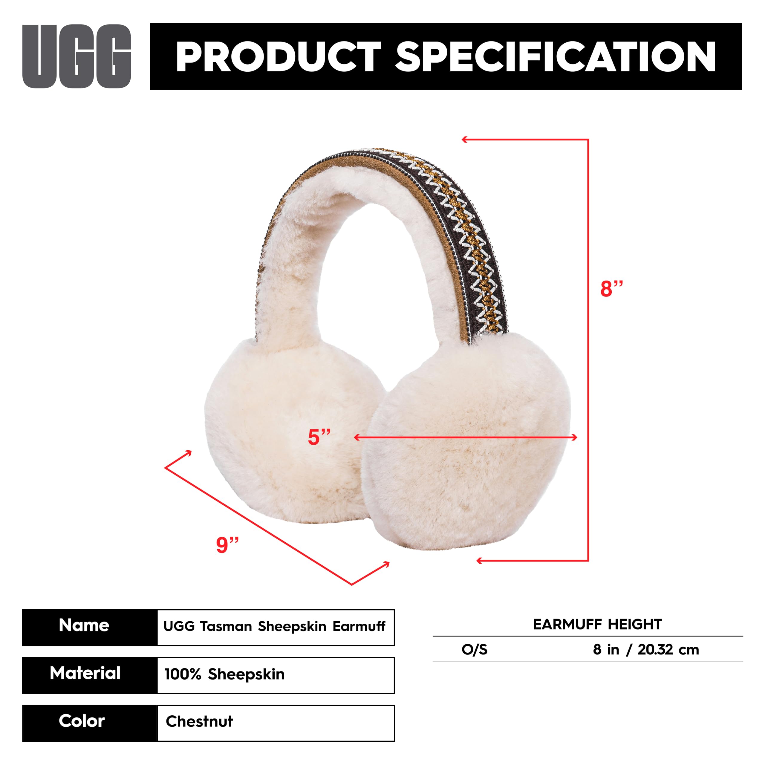 Foto 7 | Orejera Ugg Tasman De Piel De Oveja Para Mujer, Color Castaño - Venta Internacional.