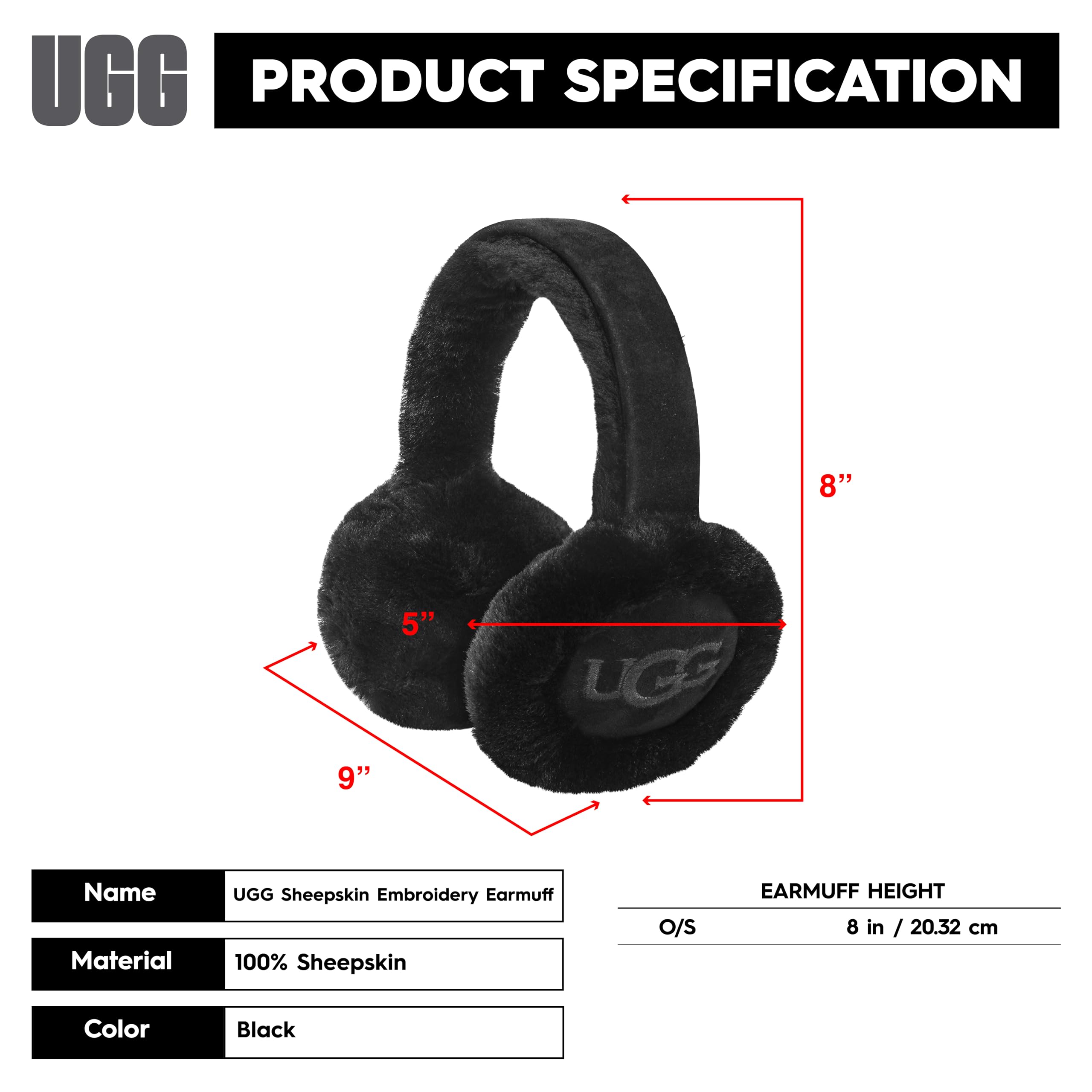 Foto 8 pulgar | Orejeras Ugg De Piel De Oveja Negra Resistentes Al Agua Para Mujer - Venta Internacional.