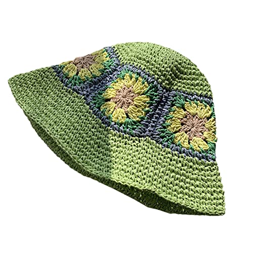 Venta Internacional - Sombrero De Pescador Para Mujer, Decoración Floral, Ala Ancha, Ganchillo, Verano