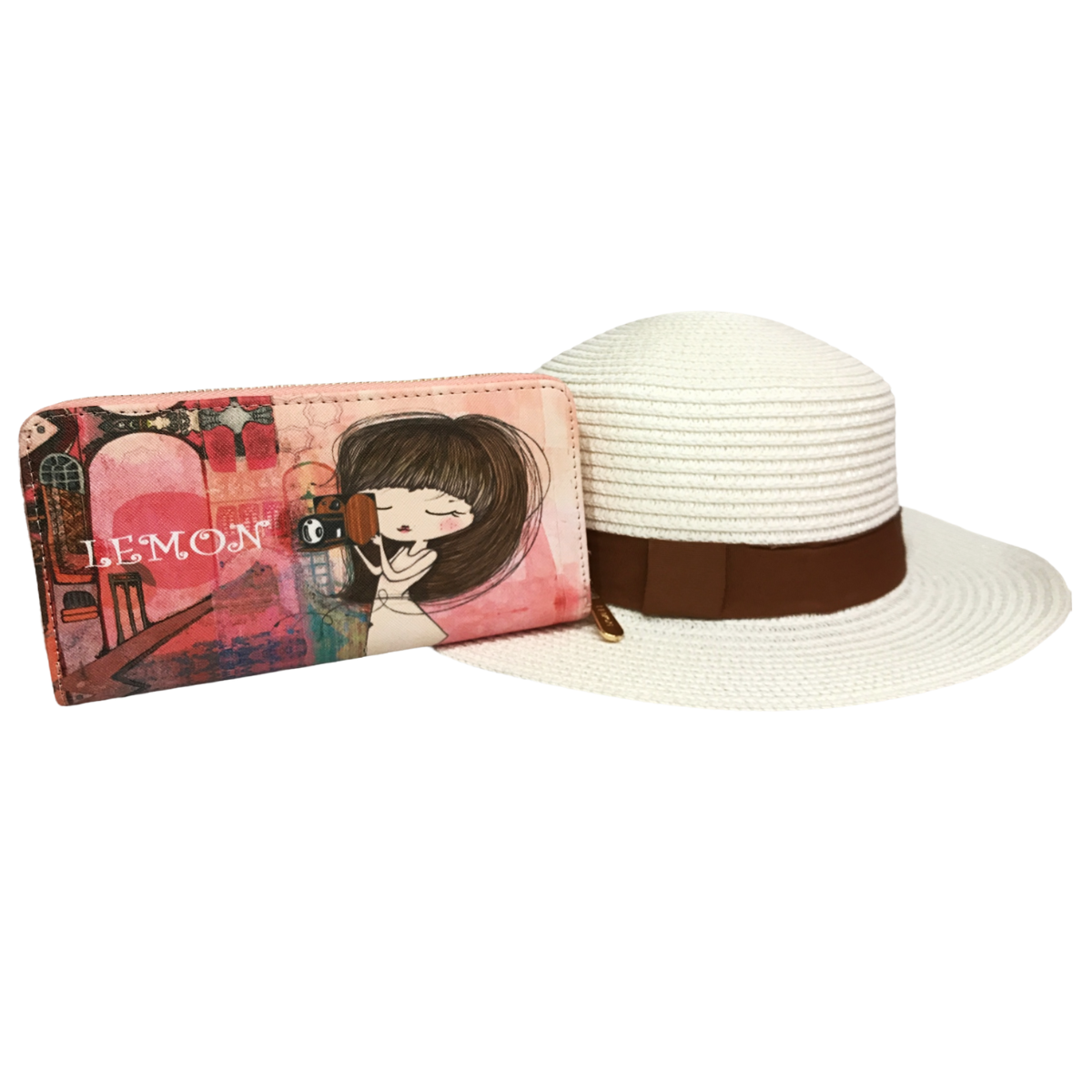 Kit Sombrero Playero Y Cartera Para Dama Marrón