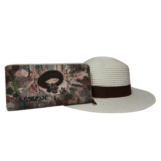 Foto 1 | Kit Sombrero Playero Y Cartera Para Dama Marrón Flores