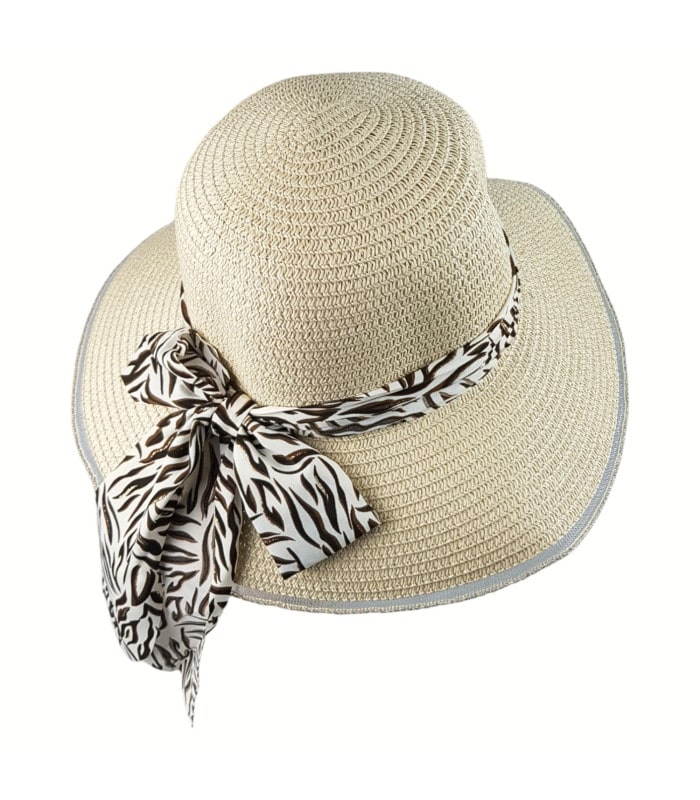 Sombrero de Mujer Ala Ancha decPaja Plegable Beige $290