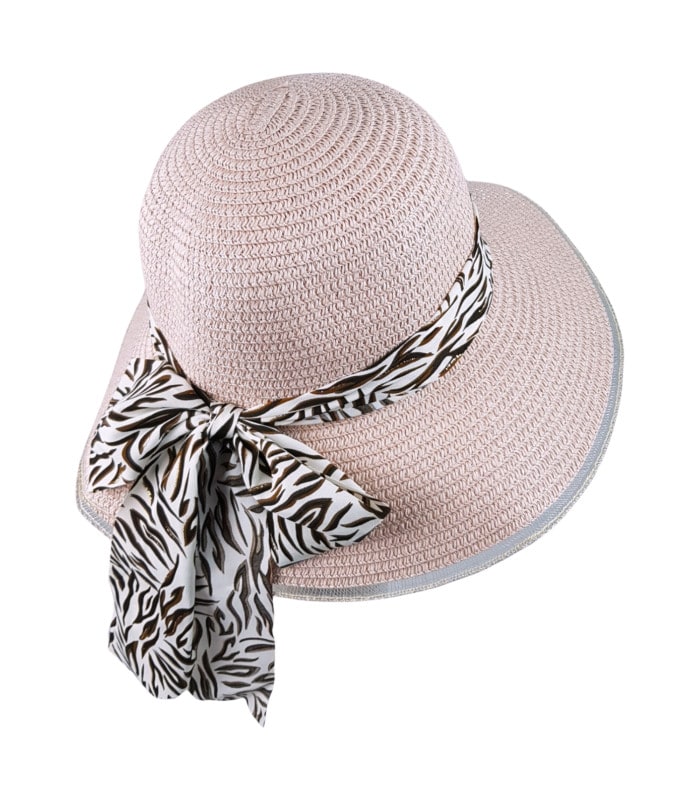 Sombrero de Mujer Ala Ancha de Paja Plegable Rosa $290