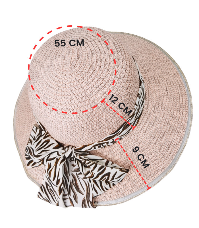 Foto 4 | Sombrero de Mujer Ala Ancha de Paja Plegable Rosa