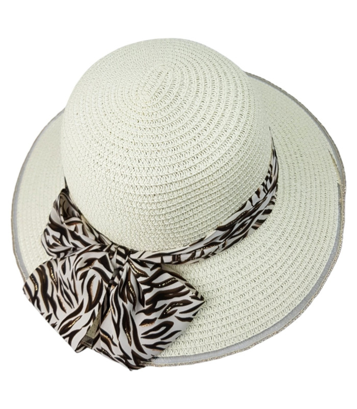 Foto 2 pulgar | Sombrero De Mujer Ala Ancha de Paja Plegable Blanco