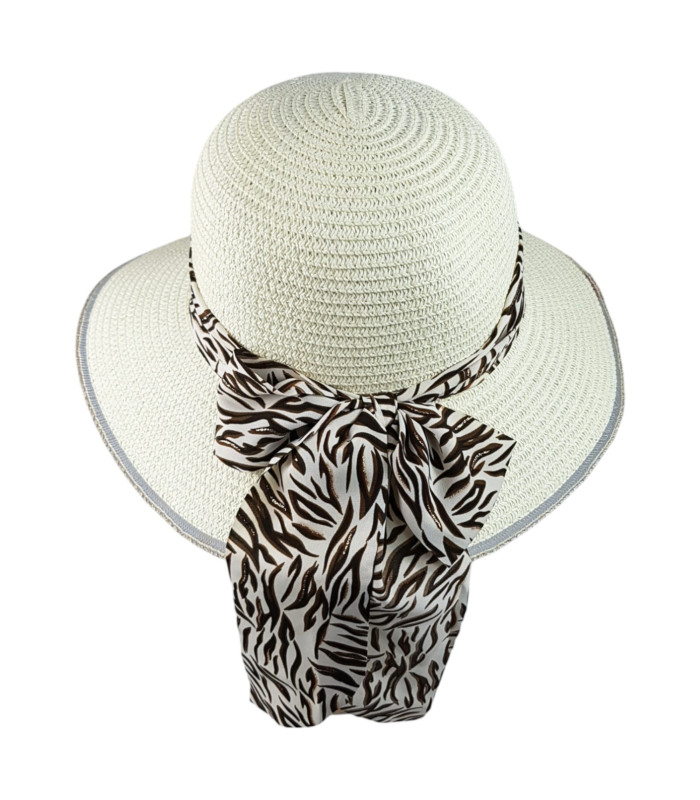 Foto 4 pulgar | Sombrero De Mujer Ala Ancha de Paja Plegable Blanco