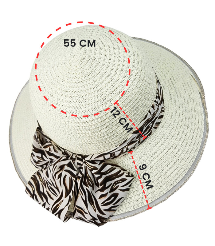 Foto 5 pulgar | Sombrero De Mujer Ala Ancha de Paja Plegable Blanco