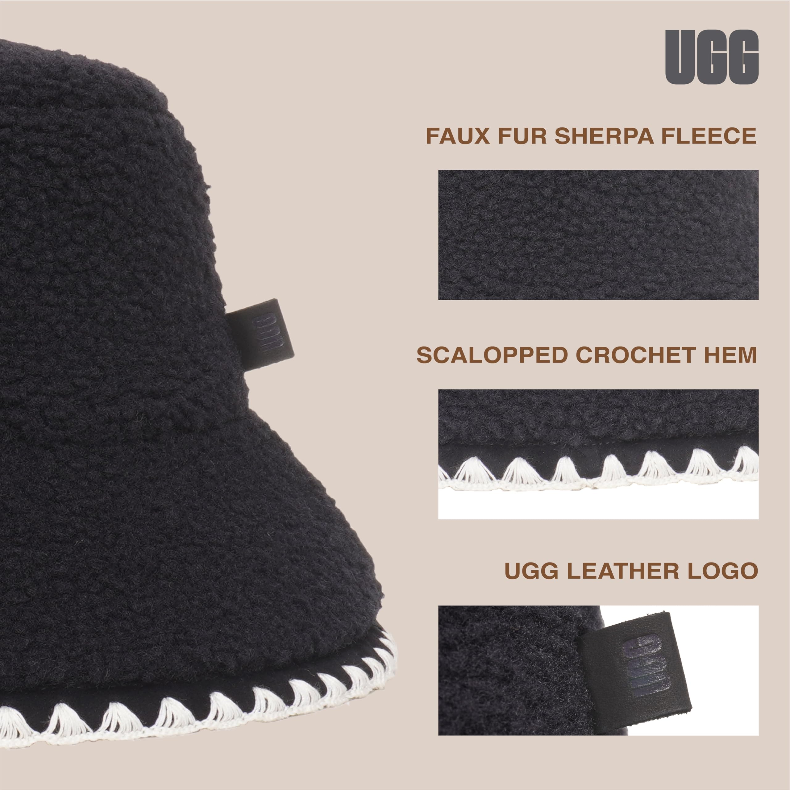 Foto 5 pulgar | Gorro De Invierno Ugg Uggfluff Festoneado Para Mujer Negro S-m - Venta Internacional.