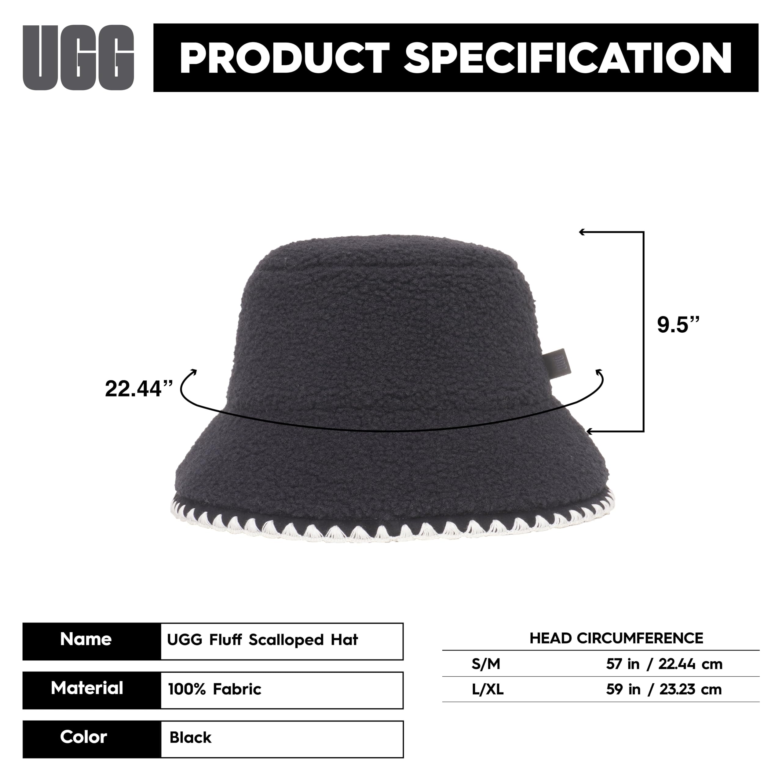 Foto 6 pulgar | Gorro De Invierno Ugg Uggfluff Festoneado Para Mujer Negro S-m - Venta Internacional.