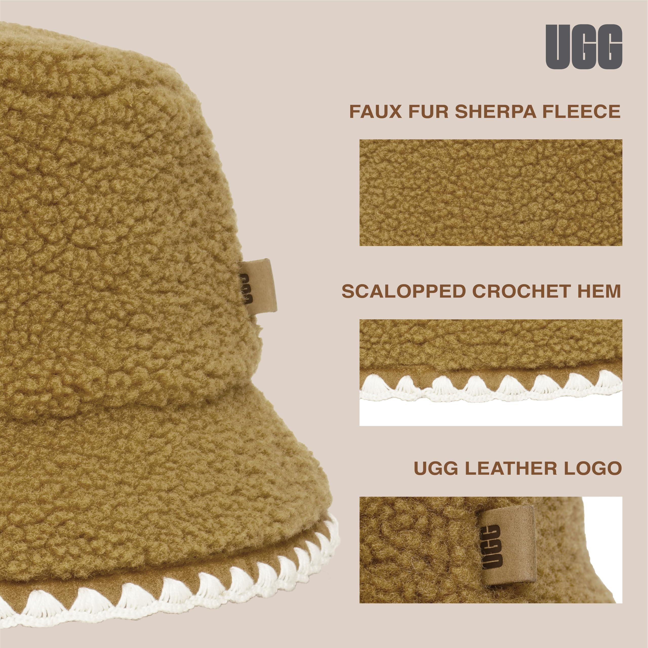 Foto 5 pulgar | Gorro De Invierno Ugg Uggfluff Festoneado De Piel Sintética Castaño Para Mujer - Venta Internacional.