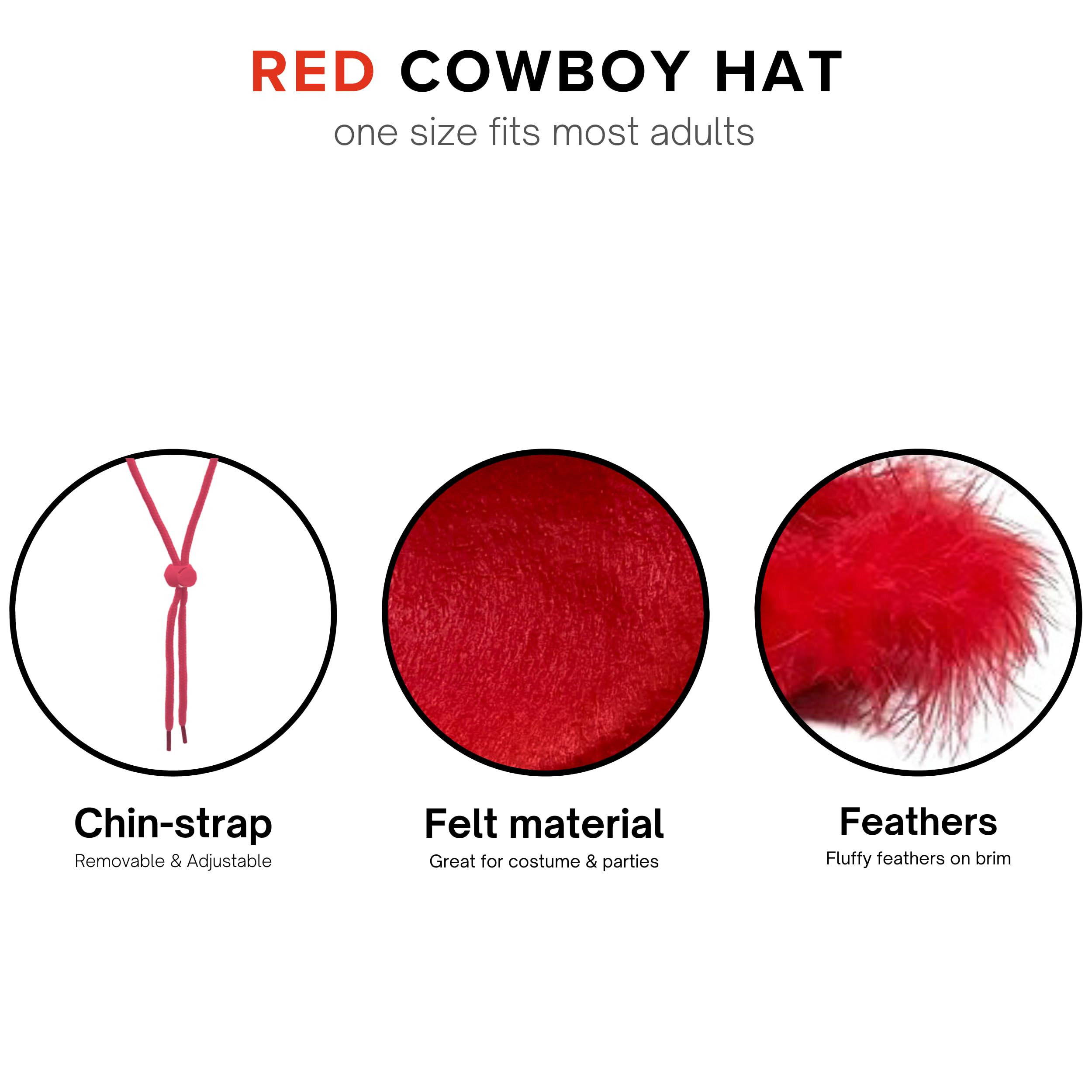 Foto 4 pulgar | Accesory Set 4e's Novelty, Sombrero De Vaquero Rojo Con Plumas Y Gafas De Sol - Venta Internacional.