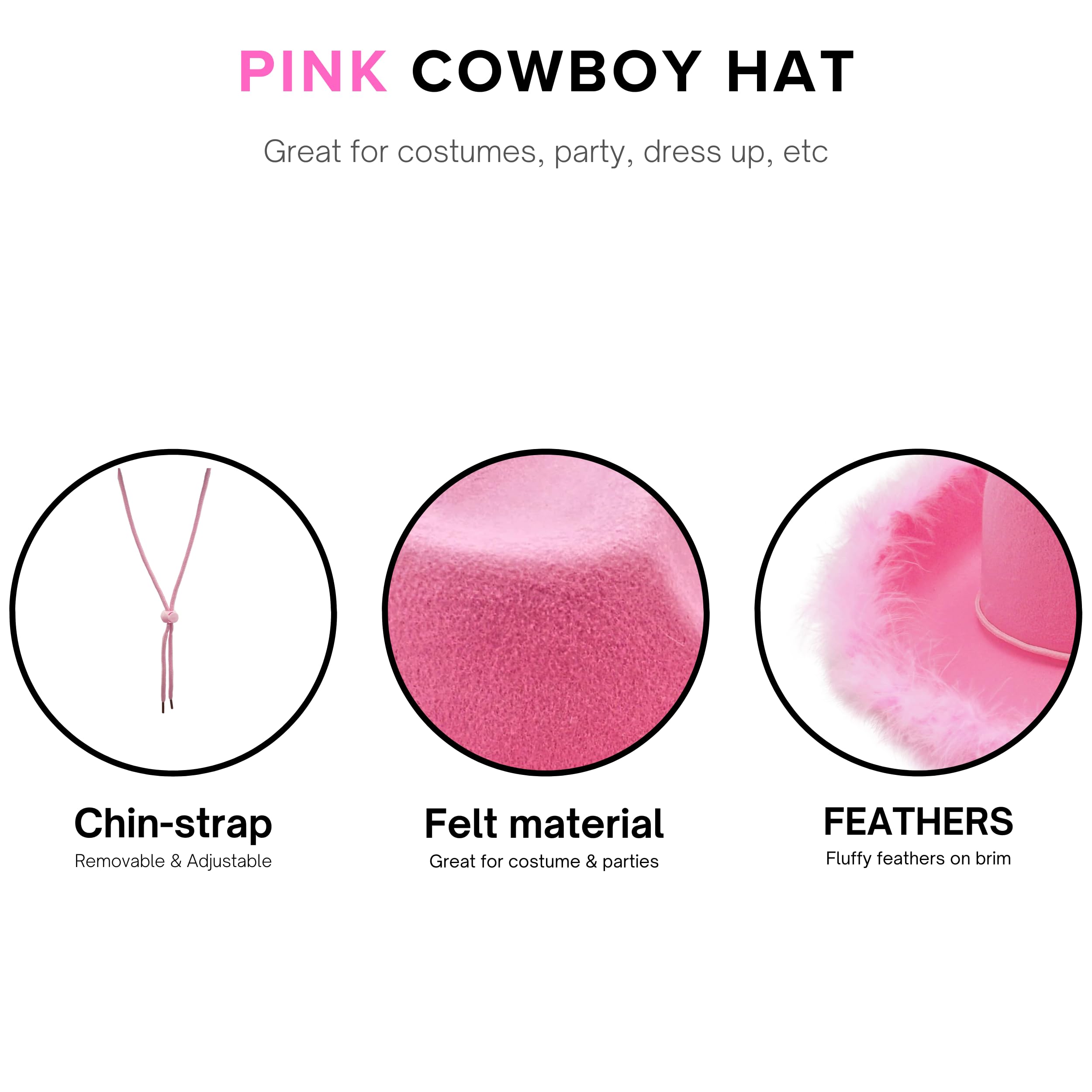 Foto 4 | Sombrero De Vaquero 4e's Novelty Pink Con Plumas Para Mujer - Venta Internacional.