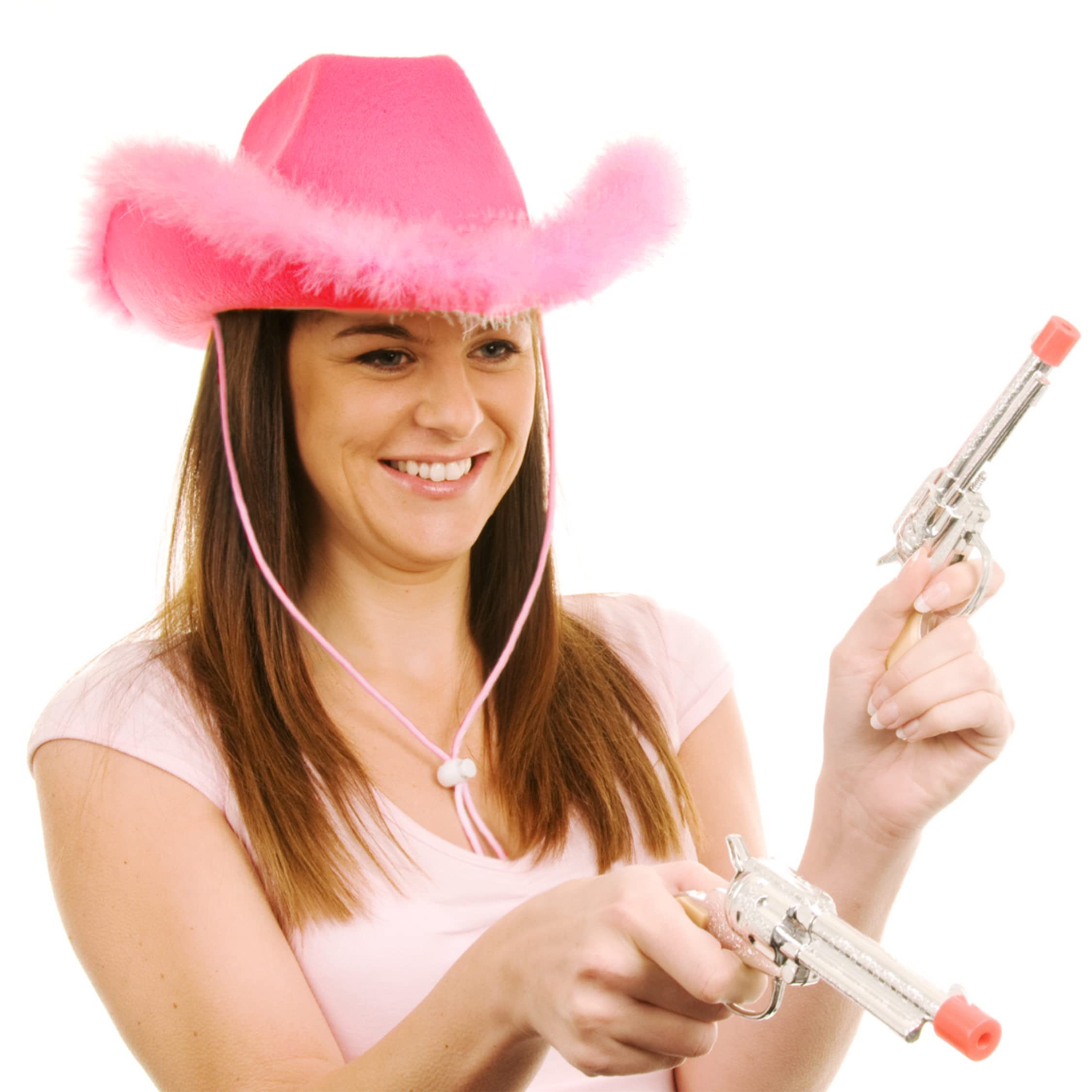 Foto 8 pulgar | Sombrero De Vaquero 4e's Novelty Pink Con Plumas Para Mujer - Venta Internacional.