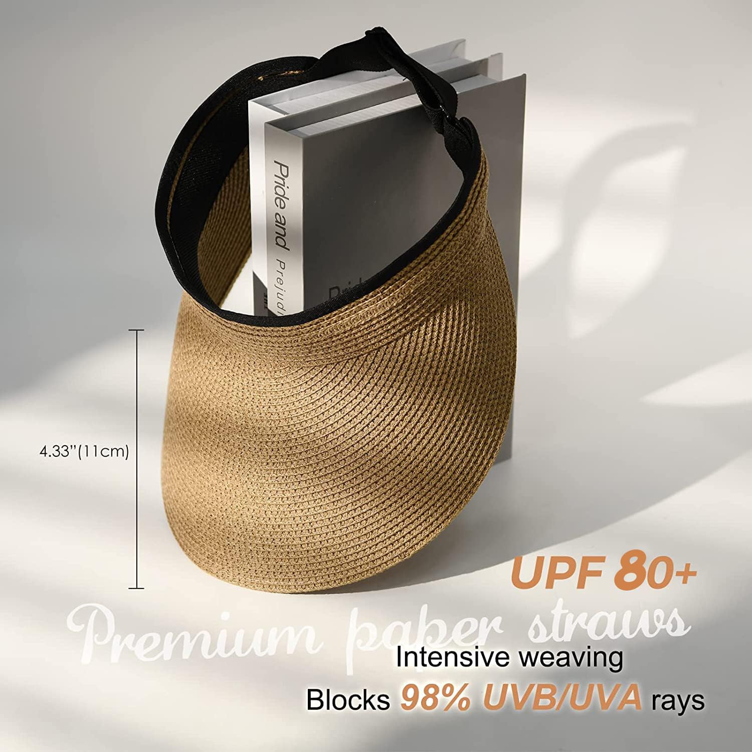 Foto 2 | Sombrero Con Visera Para Mujer Furtalk, Paja, Verano, Upf 80+, Color Caqui - Venta Internacional.