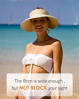 Foto 4 | Sombrero Con Visera Solar Furtalk Para Mujer, Paja, Ala Ancha, Beige - Venta Internacional.