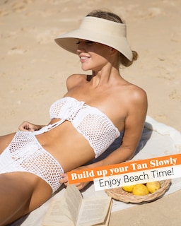 Foto 6 | Sombrero Con Visera Solar Furtalk Para Mujer, Paja, Ala Ancha, Beige - Venta Internacional.