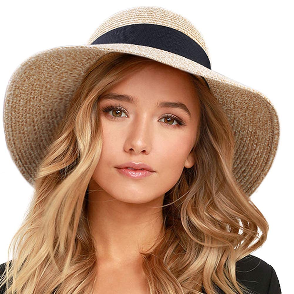 Foto 2 pulgar | Sombrero De Paja Furtalk Para Mujer, Playa, Sol, Uv, Upf 80+, Plegable, Color Beige - Venta Internacional.