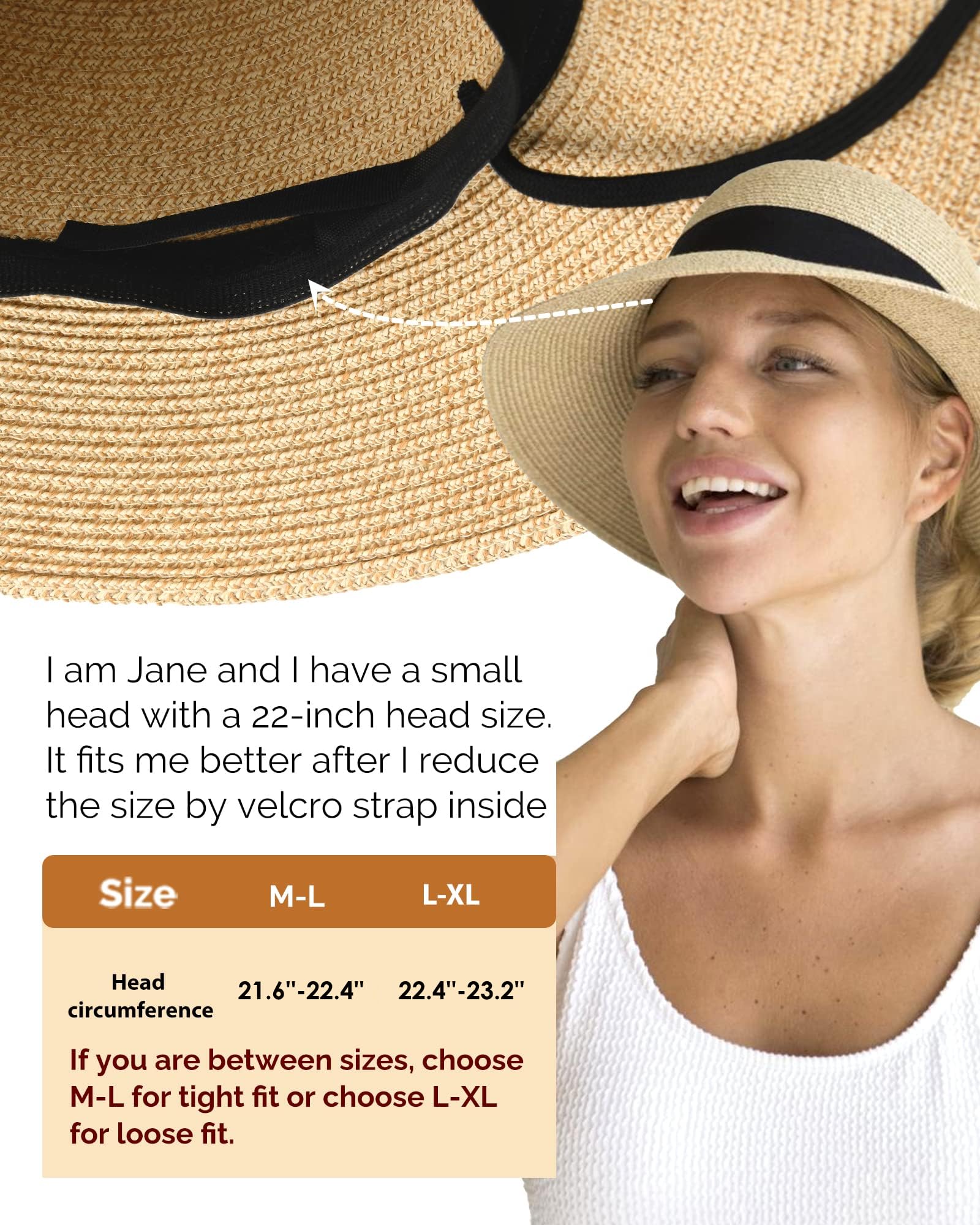Foto 7 pulgar | Sombrero De Paja Furtalk Para Mujer, Playa, Sol, Uv, Upf 80+, Plegable, Color Beige - Venta Internacional.