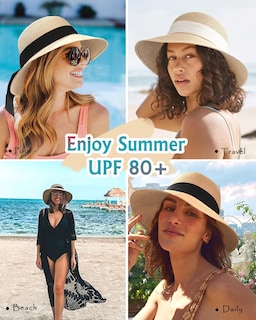 Foto 5 | Sombrero de Paja de Mujer Furtalk UV UPF 80+ Plegable - Venta Internacional