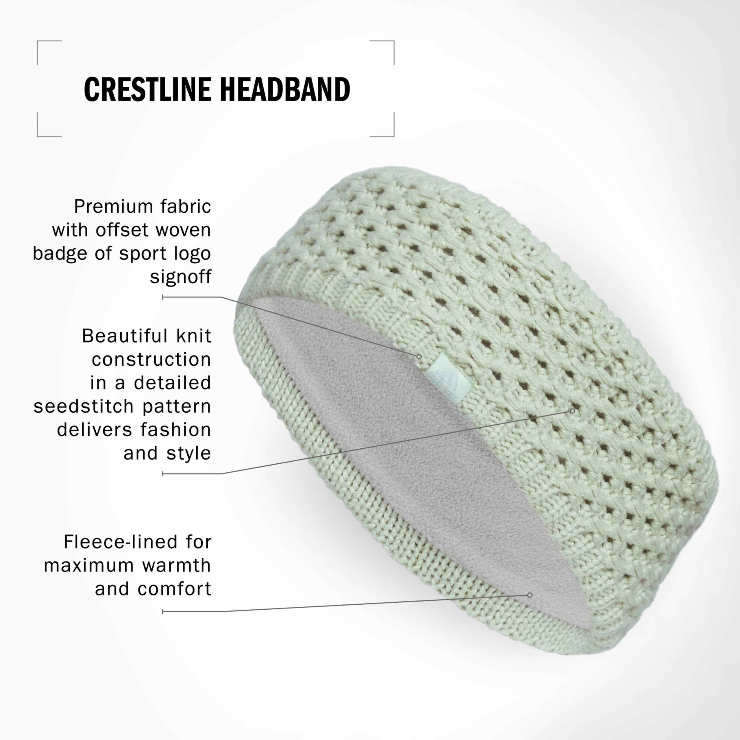 Foto 3 | Diadema Adidas de Punto para Invierno con Forro Polar  Verde - Venta Internacional