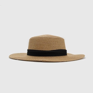 Foto 1 | Sombrero Sun Hat Scala 0078cf Coffee Flat De Rafia Para Mujer - Venta Internacional.